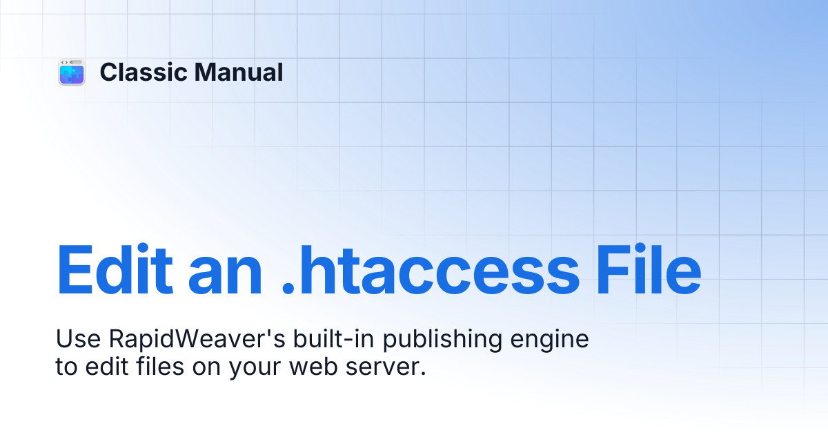 Edit an .htaccess File | Classic Manual